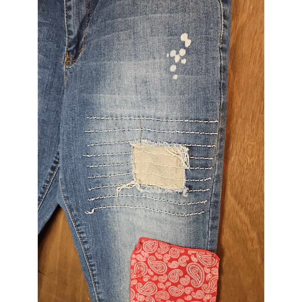 Tailored Recreation TR Premium Y2K Patched Distressed Skinny‎ Jeans 34X32 *EUC - Picture 4 of 16